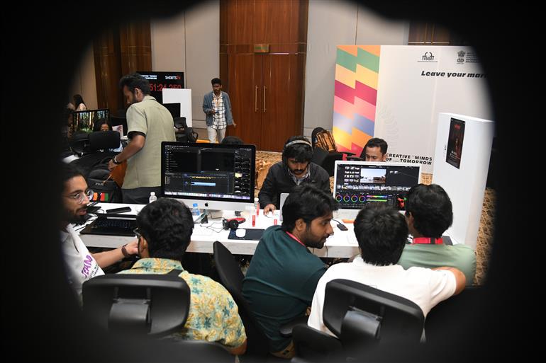 Scenes from 48 Hour Filmmaking Challenge under way at day - 3 at 55th IFFI, in Goa on November 23, 2024.