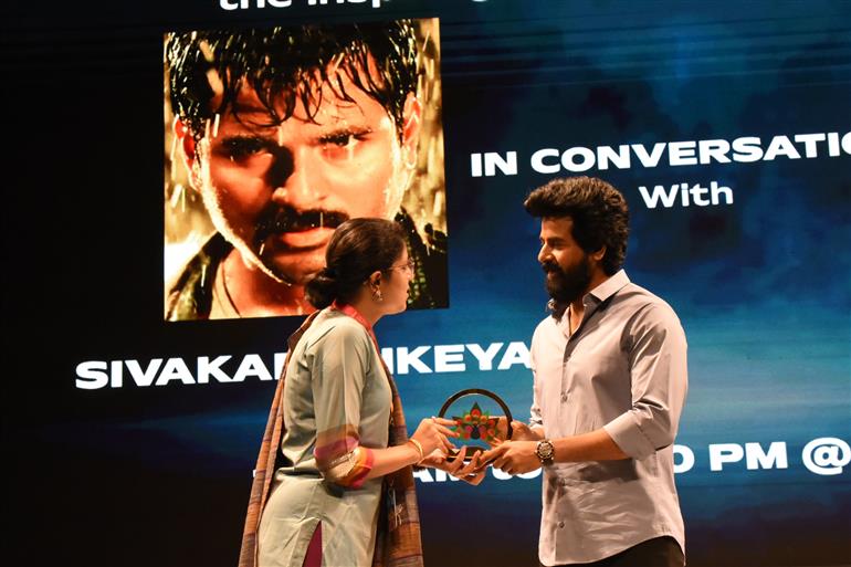 Sence from session: ‘From Small Screen to Big Dreams: The Inspiring Journey of Sivakartikeyan’ at 55th IFFI, in Goa on November 23, 2024.