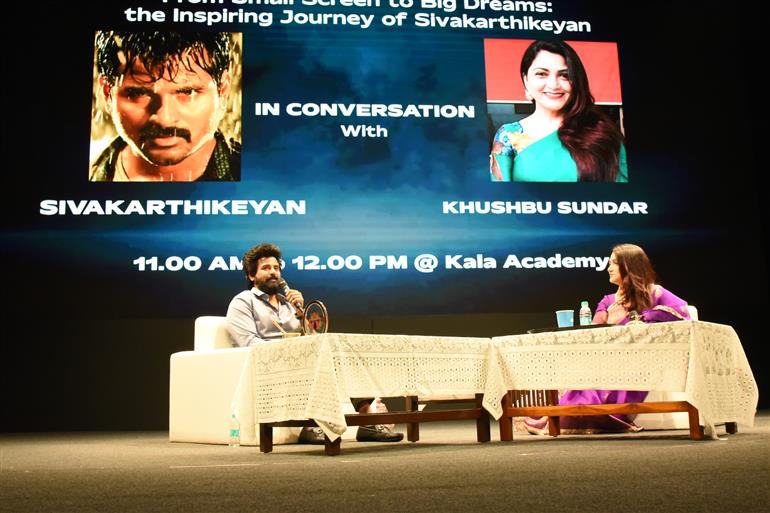 Sence from session: ‘From Small Screen to Big Dreams: The Inspiring Journey of Sivakartikeyan’ at 55th IFFI, in Goa on November 23, 2024.