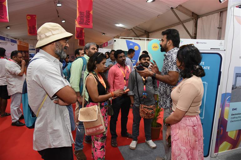 Curated tour of Film Bazaar for Media Delegates at 55th IFFI, in Goa on November 23, 2024.