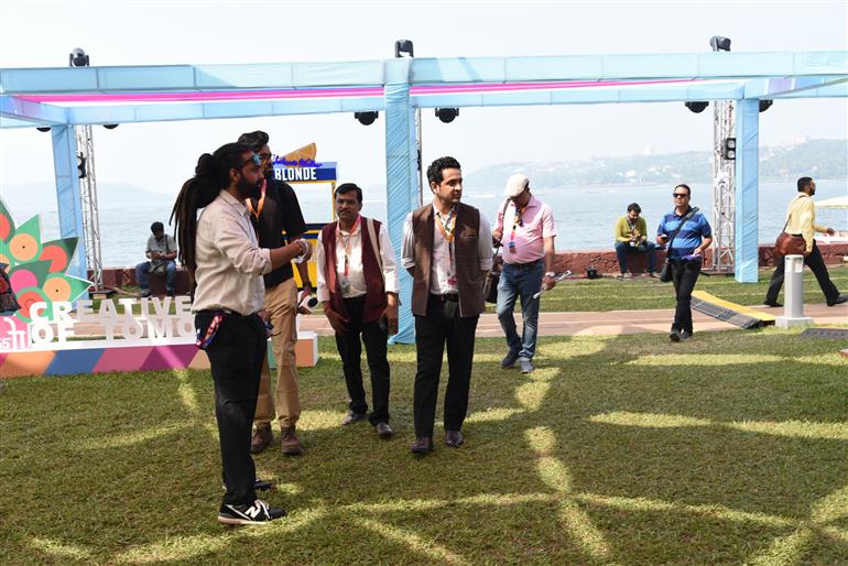Curated tour of Film Bazaar for Media Delegates at 55th IFFI, in Goa on November 23, 2024.
