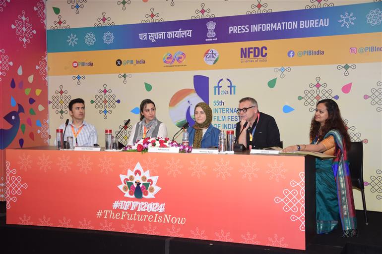 Directors of movies Sluggard Clan, Gulizar, Fear & Trembling at Press Conference at 55th IFFI, in Goa on November 23, 2024.