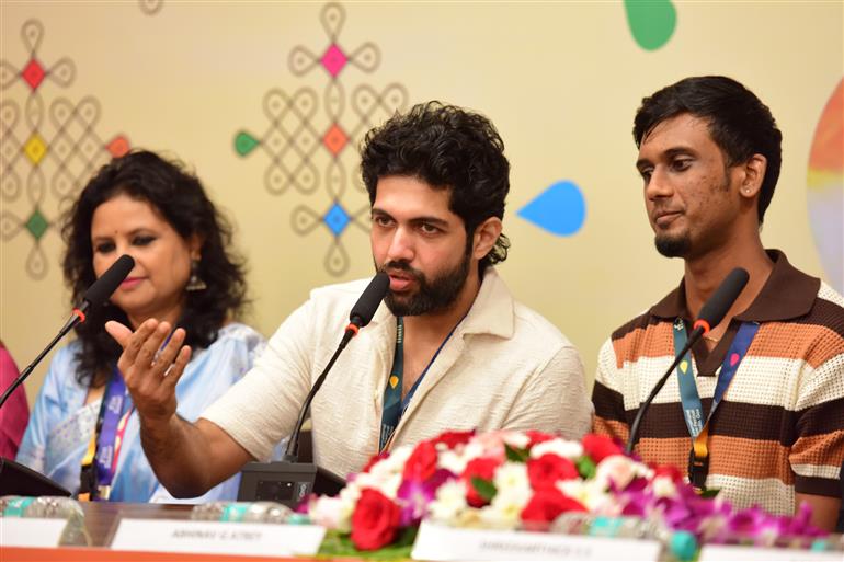 Cast and crew of movies Karkhanu, Google Matrimony & Rador Pakhi at Press Conference at 55th IFFI, in Goa on November 23, 2024.