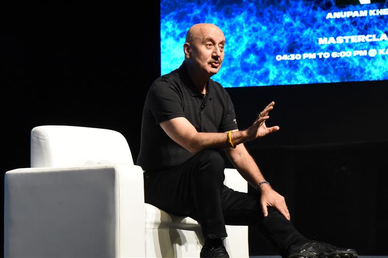 Master Class by noted Actor Anupam Kher on “Power of failure” at 55th IFFI, in Goa on November 23, 2024.
