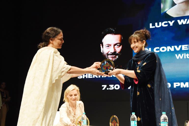 Ms. Manisha Koirala being felicitated at 55th IFFI, in Goa on November 23, 2024.