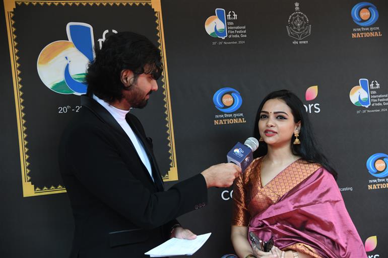 Cast and Crew from ‘Rador Pakhi’, Dr. Bobby Sarma Baruah (Director), Basanta Kumar Baruah (Producer), Sulakhyana Baruah (Actor), Ratul Deka (Film Editor) and Sumon Dowerah (Crew) at 55th IFFI, in Goa on November 23, 2024.