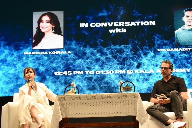 Ms. Manisha Koirala, Actress and Shri Vikramaditya Motwane during In-Conversation on ‘From Big Screen to Streaming’ at 55th IFFI, in Goa on November 24, 2024. 