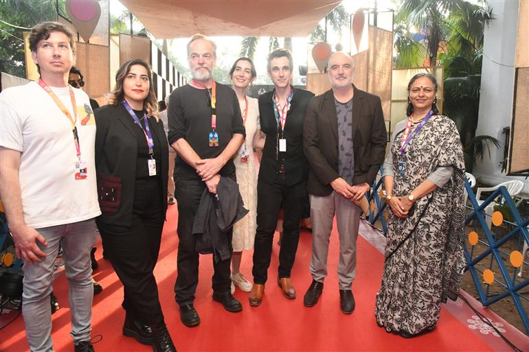Ms. Neerja Sekhar, Special Secretary, MIB felicitated cast and crew of the movie ‘The Rooster’ at the Red Carpet at 55th IFFI, in Goa on November 24, 2024.