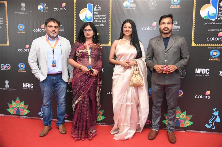 Ms. Indrani Chakraborty (Director) and Ms. Paoli Dam (Actor) from the movie ‘Chhaad - The Terrace’ walked the Red Carpet at 55th IFFI, in Goa on November 24, 2024.