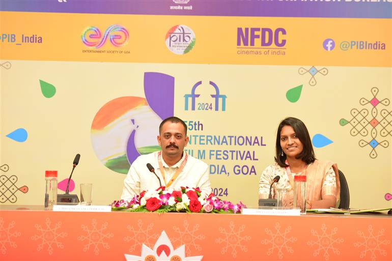 Shri Chidambaram, Director of the movies ‘Manjummel Boys’ interacted with the media at 55th IFFI, in Goa on November 25, 2024.