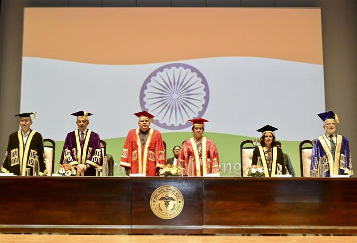 The Vice President of India, Shri Jagdeep Dhankhar at 64th Convocation of National Academy of Medical Sciences (NAMS) at AIIMS, Jodhpur, in Rajasthan on November 23, 2024.