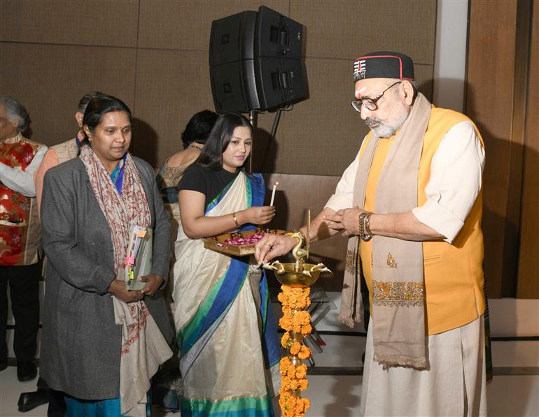 The Union Minister of Textiles, Shri Giriraj Singh lighting the lamp at the GI & Beyond 2024 Summit at Hotel The Oberoi, in New Delhi on November 25, 2024.