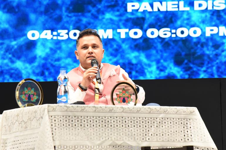 Amish Tripathi at the Panel Discussion on Culture as Context for Cinematic Storytelling at 55th IFFI, in Goa on November 24, 2024. 