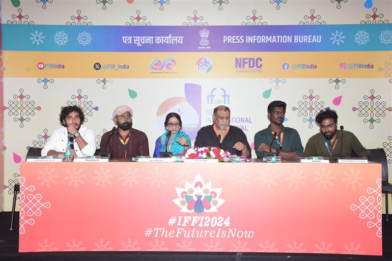 Press Conferance with teams of movies Sivantha Mann, Main Nida and Kerebete at 55th IFFI, in Goa on November 25, 2024. 