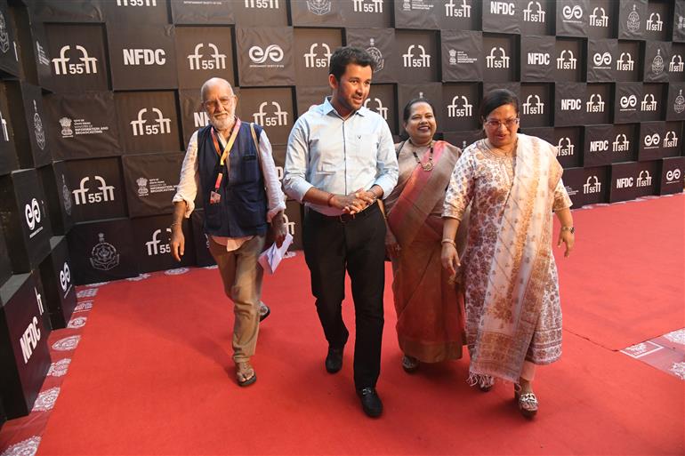 Cast and Crew from the movie ‘Aasro - The Story of Shram Dham’ walked the Red Carpet at the 55th IFFI, in Goa on November 25, 2024.