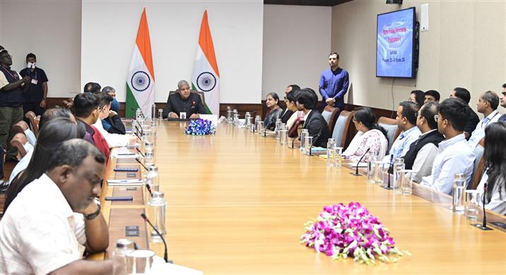 The Vice President of India, Shri Jagdeep Dhankhar addressing at the inaugural programme for the fourth batch of participants of the Rajya Sabha Internship Programme (Phase-I) at Parliament House, in New Delhi on November 11, 2024.