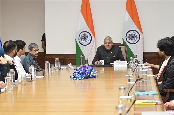 The Vice President of India, Shri Jagdeep Dhankhar addressing at the inaugural programme for the fourth batch of participants of the Rajya Sabha Internship Programme (Phase-I) at Parliament House, in New Delhi on November 11, 2024.