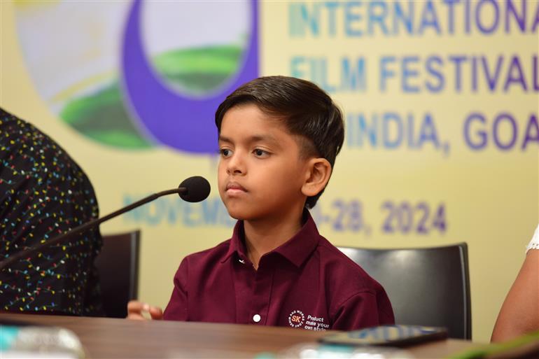 Child Actor of movie ‘Gypsy’ during Press Conference at 55th IFFI, in Goa on November 26, 2024.