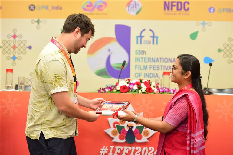 Shri Marcello Botta (Director) from the movie ‘Betania’ and Shri Joshua Trigg (Director) from the movie ‘Satu - Year of the Rabbit’ during Press Conference at 55th IFFI, in Goa on November 26, 2024.  