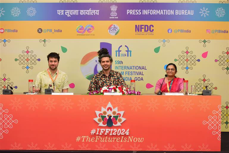 Shri Marcello Botta (Director) from the movie ‘Betania’ and Shri Joshua Trigg (Director) from the movie ‘Satu - Year of the Rabbit’ during Press Conference at 55th IFFI, in Goa on November 26, 2024.  