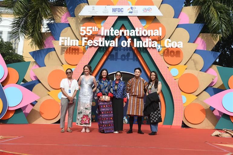 Charmi Chedda (Director) and Tashi Yoedsel Wangchuk (Producer) from the movie ‘With Love From Bhutan’ walked the Red Carpet at 55th IFFI, in Goa on November 26, 2024.  