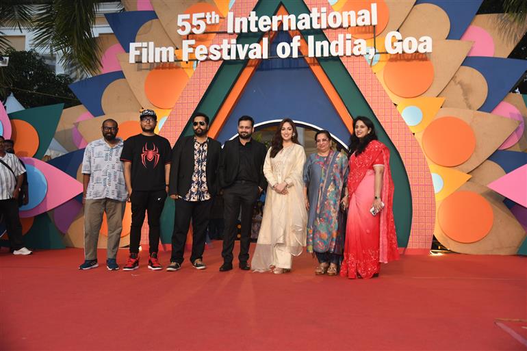 Aditya Suhas Jambhale (Director), Yami Gautam (Actress) and others from the movie ‘Article 370’ in the Red Carpet at 55th IFFI, in Goa on November 26, 2024.  