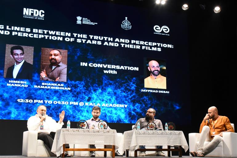 Scenes from Panel Discussion on’ Blurring lines between the truth & the perception: PR & Perception of stars and their films’ with Speakers: - Himesh Mankad, Ravi Kottarakkara, Shankar Ramakrishnan Moderator: - Jayprad Desai at 55th IFFI, in Goa on November 27, 2024. 