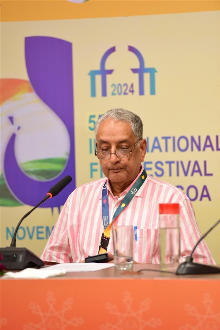 Press Conference with Pankaj Saxena AD, NFDC, Manoj Mohan kadam former Gandhi Medal recipient, Hun Xueyuan ICFT-UNESCO Gandhi Medal Jury member at 55th IFFI, in Goa on November 27, 2024.  
