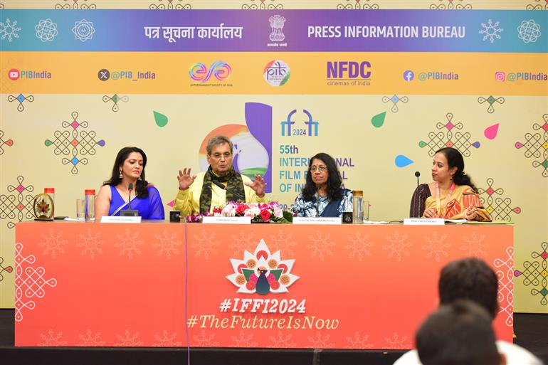 Subhash Ghai, Kavita Krishnamurthy, Jividha Sharma at Press Conference - Celebrating 25 years of Taal at 55th IFFI 2024, in Goa on November 27, 2024.