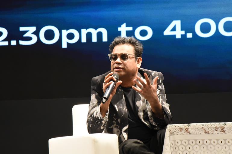 Music Maestro A R Rahman at ‘In - Conversation Session on ‘Lata Mangeshkar Memorial Talk: Musical Theatre in India’ at 55th IFFI 2024, in Goa on November 27, 2024.