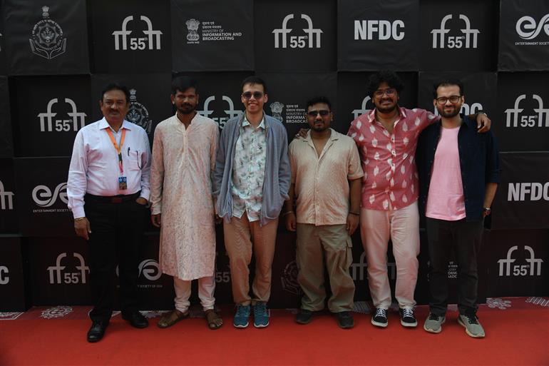 Cast and Crew from the movie ‘P For Paparazzi’ at the Red Carpet at 55th IFFI 2024, in Goa on November 27, 2024.