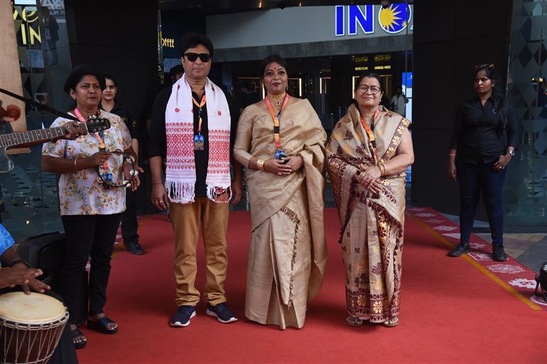 Jadumoni Dutta (Director), Rita Dutta (Co Producer) and Nandini Sharma Dutta (Co Producer) from the movie ‘Juiphool’ attended the Red Carpet at 55th IFFI 2024, in Goa on November 27, 2024.