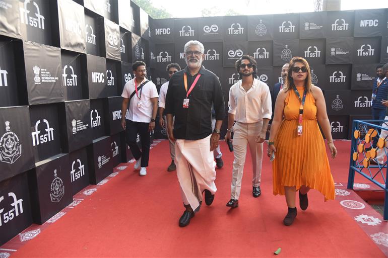 Blessy (Director) along with other cast and crew from the movie ‘Aadujeevitham’ attended the Red Carpet at 55th IFFI 2024, in Goa on November 27, 2024.