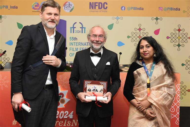 Press Conference with Team of Closing movie of 55th IFFI ‘Dry Season’, in Goa on November 28, 2024.