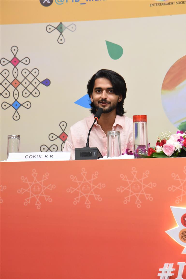 Actor Gokul K R at Press Conference on Malayalam Movie ‘Aadujeevitham’ at 55th IFFI 2024, in Goa on November 28, 2024.