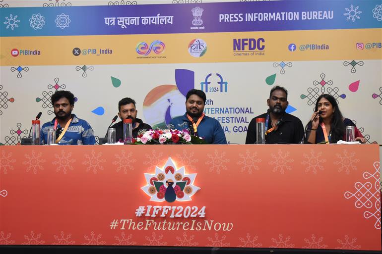 Press Conference with team of ‘Thanupp’ at 55th IFFI, in Goa on November 28, 2024. 