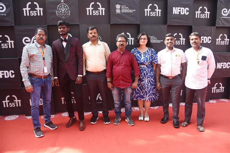 Team of ‘Mikka Bannada Hakki’ walks the Red Carpet at 55th IFFI, in Goa on November 28, 2024. 