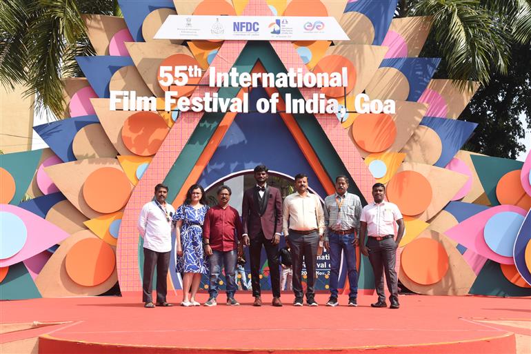 Team of ‘Mikka Bannada Hakki’ walks the Red Carpet at 55th IFFI, in Goa on November 28, 2024. 