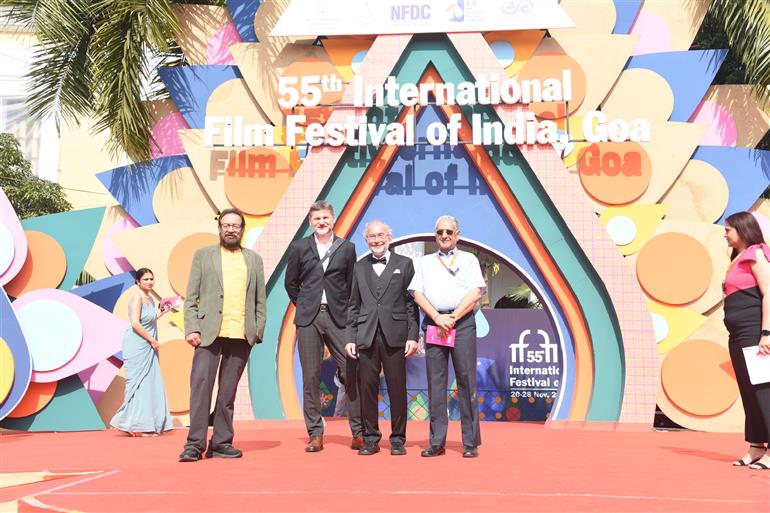 Bohdan Slama & Petr Oukropec, Director & Producer of Closing film ‘DRY SEASON’ walks the Red Carpet & attends India Premiere of their Movie with Festival Director Shri Shekhar Kapur at 55th IFFI, in Goa on November 28, 2024. 