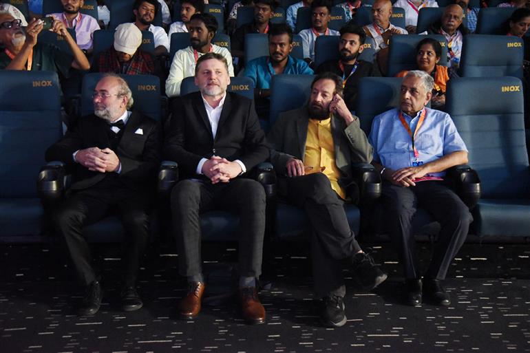 Bohdan Slama & Petr Oukropec, Director & Producer of Closing film ‘DRY SEASON’ walks the Red Carpet & attends India Premiere of their Movie with Festival Director Shri Shekhar Kapur at 55th IFFI, in Goa on November 28, 2024. 