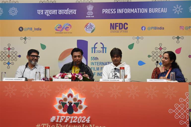 Press Conference with Jury of ‘Best Web Series OTT Award 2024’ Shri Madhur Bhandarkar, Krishana Hebbale & Harish Shankar at 55th IFFI, in Goa on November 28, 2024. 
