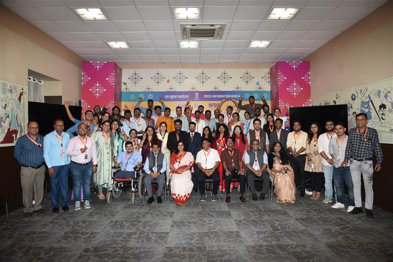 Group Photo of PIB IFFI Team with DG West Smt. Smita Vats Sharma at 55th IFFI, in Goa on November 28, 2024. 