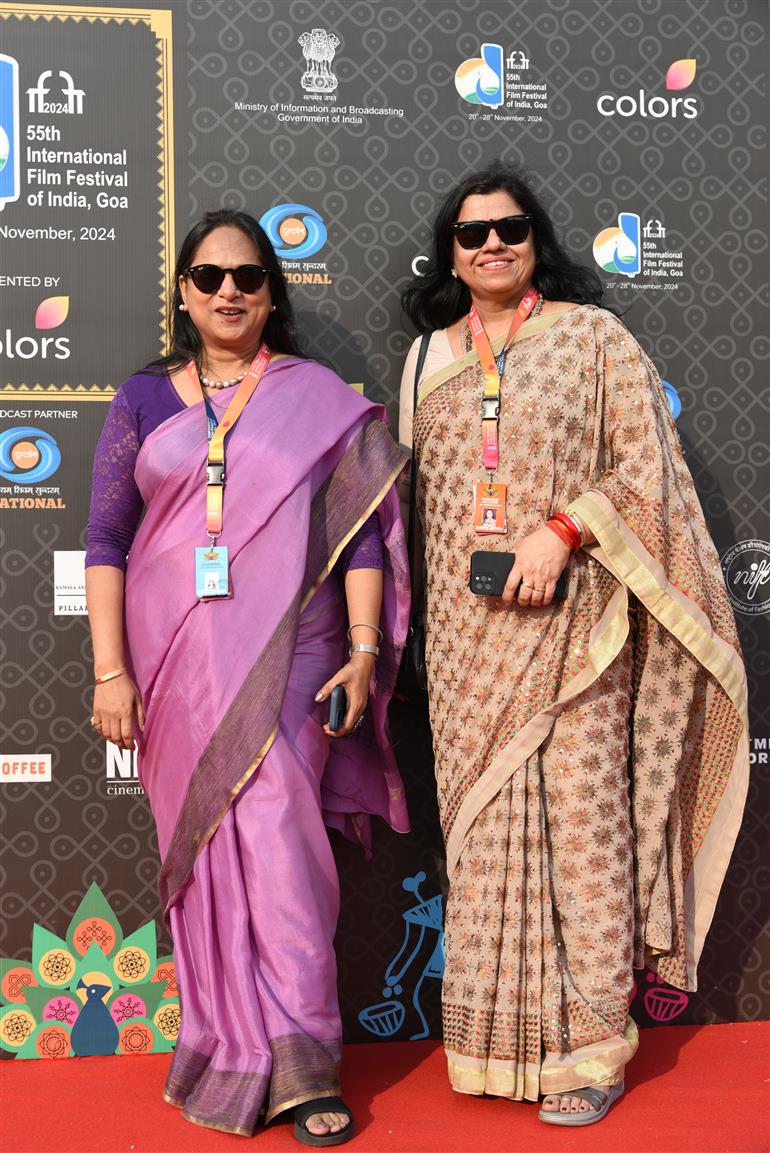 Smt Kanchan Prasad DG Doordarshan with Dr. Pragya Paliwal Gaur DG All India Radio at Closing Ceremony 55th IFFI, in Goa on November 28, 2024. 