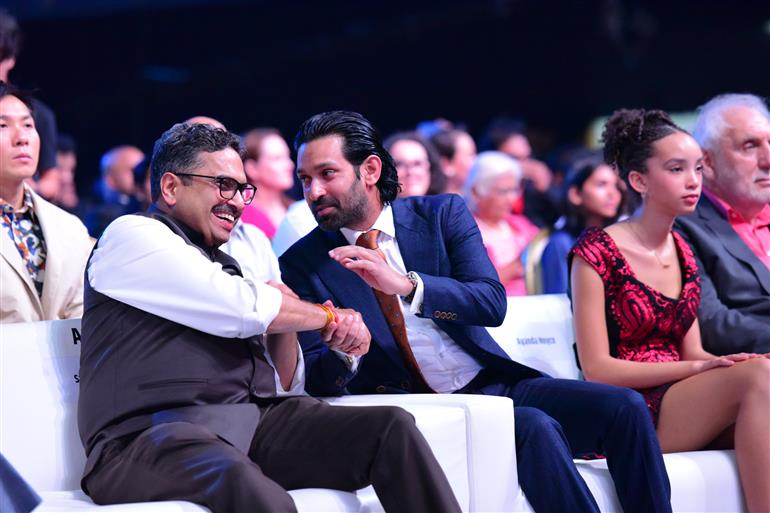 Actor Vikrant Massey with Shri Sanjay Jaju, Secretary of Ministry of Information & Broadcasting at 55th IFFI Closing Ceremony, in Goa on November 28, 2024. 