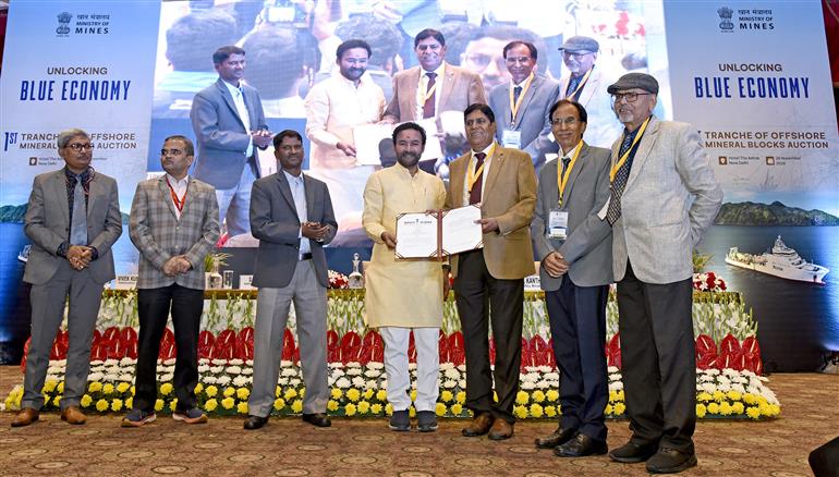 The Union Minister for Coal and Mines, Shri G. Kishan Reddy attends the Launch event of First Tranche of Offshore Mineral Blocks Auction at Convention Hall of The Ashok Hotel, in New Delhi on November 28, 2024.