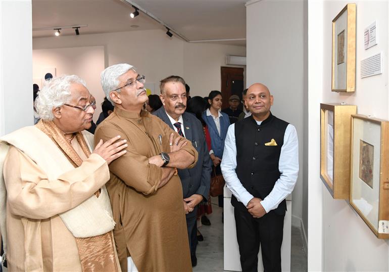 The Union Minister of Culture and Tourism, Shri Gajendra Singh Shekhawat took a walkthrough of exhibition showcased on the inauguration of ‘Shunyata’, an exhibition of paintings by Shri Abhay K. at Ajanta Hall of National Museum, in New Delhi on November 29, 2024.