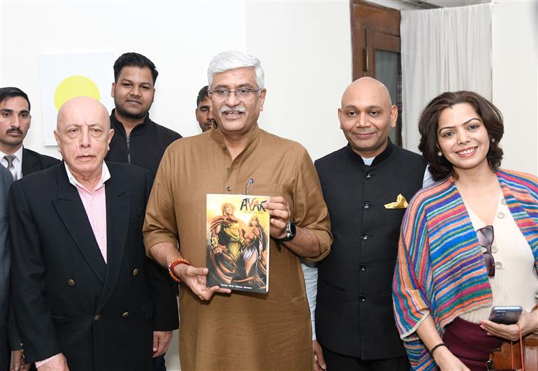 The Union Minister of Culture and Tourism, Shri Gajendra Singh Shekhawat took a walkthrough of exhibition showcased on the inauguration of ‘Shunyata’, an exhibition of paintings by Shri Abhay K. at Ajanta Hall of National Museum, in New Delhi on November 29, 2024.