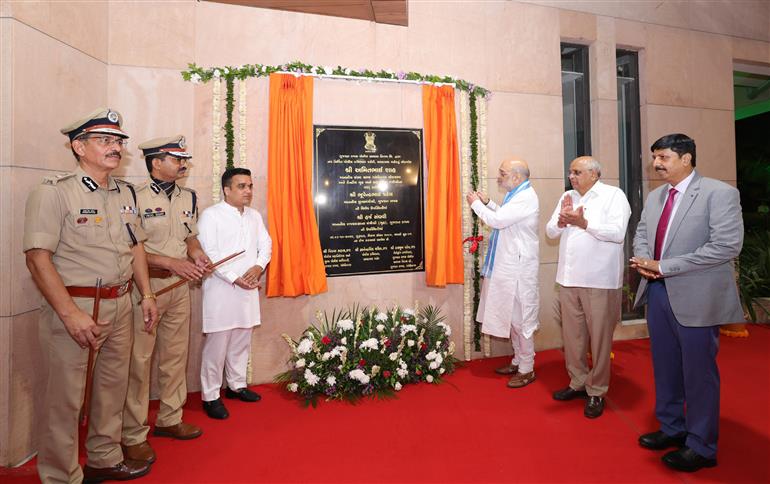The Union Minister for Home Affairs and Cooperation, Shri Amit Shah inaugurated the newly constructed Police Commissioner’s Office with serval initiatives including ‘Joint Interrogation Center (JIC)’ at Ahmedabad, in Gujarat October 03, 2024.