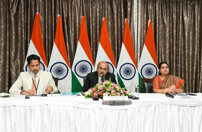 The Secretary (CPV & OIA), Ministry of External Affairs, Shri Arun Kumar Chatterjee chaired a Press Conference at Malawi on October 17, 2024.
