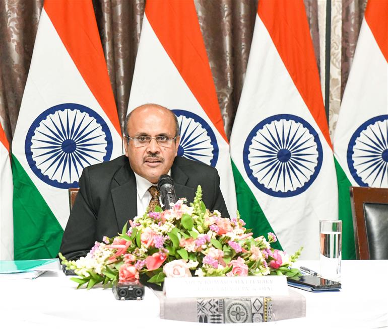 The Secretary (CPV & OIA), Ministry of External Affairs, Shri Arun Kumar Chatterjee chaired a Press Conference at Malawi on October 17, 2024.